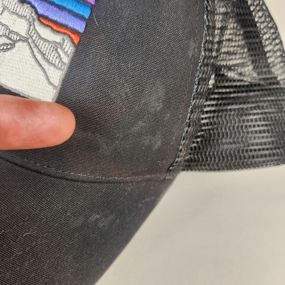 PATAGONIA Cap Hat Black Snap Back Patch Trucker Mesh Mountain Outdoor - Picture 6 of 10